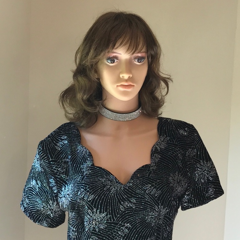 Black Sparkly Velvet Dress